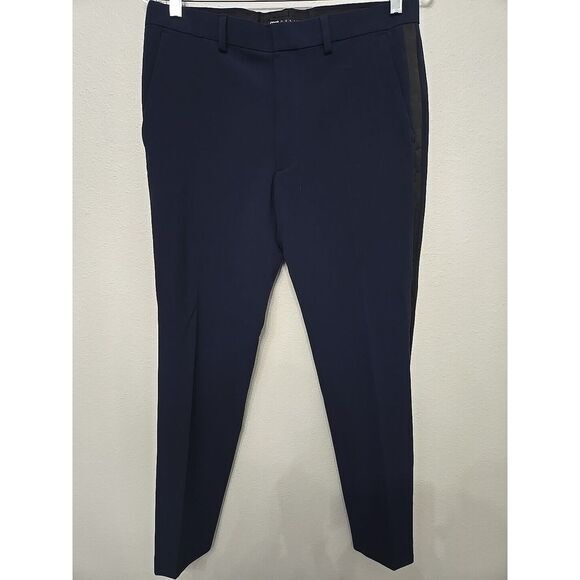 Asos Mens Navy Blue Dress Pants Striped Size‎ 32/30 - Picture 1 of 6